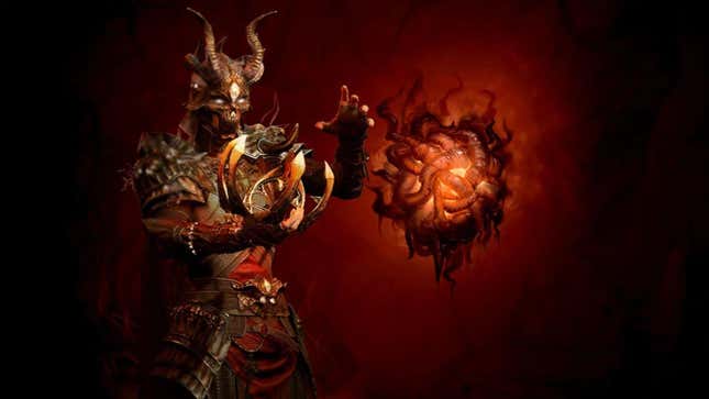 A Diablo IV character controls an oozing Malignant Heart.