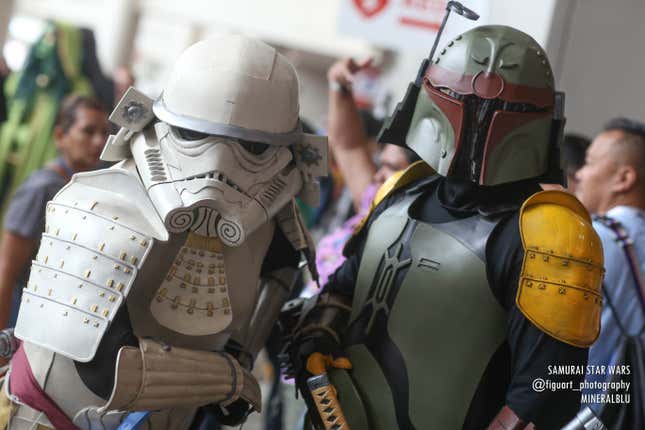 Samurai-style Storm Trooper and Boba Fett from Star Wars.